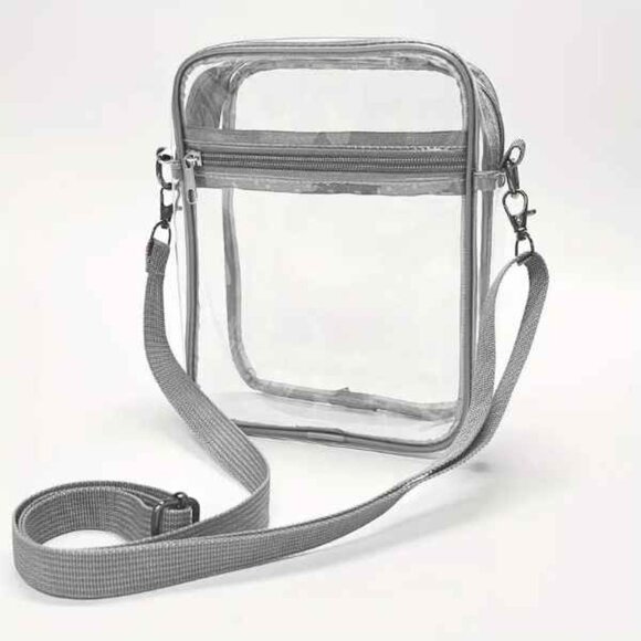 Clear Crossbody Size MD Handbag - Unisex for Stadium Events - NWT - Gray - Picture 3 of 7